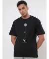 Erkek Baskılı T-Shirt Kısa Kol Bisiklet Yaka Regular Fit Rahat Kalıp Tişört - Siyah