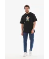 Erkek Baskılı T-Shirt Kısa Kol Bisiklet Yaka Regular Fit Rahat Kalıp Tişört -  Siyah