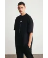 Erkek Baskılı T-Shirt Kısa Kol Bisiklet Yaka Regular Fit Rahat Kalıp Tişört - Siyah