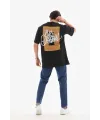 Erkek Baskılı T-Shirt Kısa Kol Bisiklet Yaka Regular Fit Rahat Kalıp Tişört -  Siyah