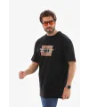 Erkek Baskılı T-Shirt Kısa Kol Bisiklet Yaka Regular Fit Rahat Kalıp Tişört -  Siyah