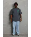 Erkek Baskılı T-Shirt Kısa Kol Bisiklet Yaka Regular Fit Rahat Tişört - Füme