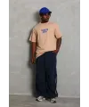 Erkek Baskılı T-Shirt Kısa Kol Bisiklet Yaka Regular Fit Tişört - Bej