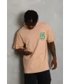 Erkek Baskılı T-Shirt Kısa Kol Bisiklet Yaka Regular Fit Tişört - Bej
