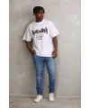 Erkek Baskılı T-Shirt Kısa Kol Bisiklet Yaka Regular Fit Tişört - Beyaz