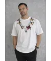 Erkek Baskılı T-Shirt Kısa Kol Bisiklet Yaka Regular Fit Tişört - Beyaz