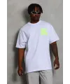 Erkek Baskılı T-Shirt Kısa Kol Bisiklet Yaka Regular Fit Tişört - Beyaz