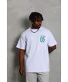 Erkek Baskılı T-Shirt Kısa Kol Bisiklet Yaka Regular Fit Tişört - Beyaz