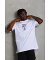 Erkek Baskılı T-Shirt Kısa Kol Bisiklet Yaka Regular Fit Tişört - Beyaz