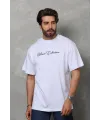 Erkek Baskılı T-Shirt Kısa Kol Bisiklet Yaka Regular Fit Tişört - Beyaz