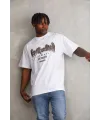 Erkek Baskılı T-Shirt Kısa Kol Bisiklet Yaka Regular Fit Tişört - Beyaz