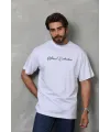 Erkek Baskılı T-Shirt Kısa Kol Bisiklet Yaka Regular Fit Tişört - Beyaz