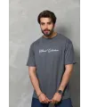 Erkek Baskılı T-Shirt Kısa Kol Bisiklet Yaka Regular Fit Tişört - Füme