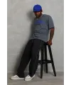 Erkek Baskılı T-Shirt Kısa Kol Bisiklet Yaka Regular Fit Tişört - Füme