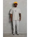 Erkek Baskılı T-Shirt Kısa Kol Bisiklet Yaka Regular Fit Tişört - Gri