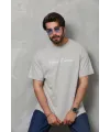 Erkek Baskılı T-Shirt Kısa Kol Bisiklet Yaka Regular Fit Tişört - Gri