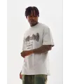 Erkek Baskılı T-Shirt Kısa Kol Bisiklet Yaka Regular Fit Tişört - Gri
