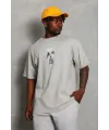Erkek Baskılı T-Shirt Kısa Kol Bisiklet Yaka Regular Fit Tişört - Gri