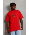 Erkek Baskılı T-Shirt Kısa Kol Bisiklet Yaka Regular Fit Tişört - Kırmızı