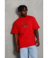 Erkek Baskılı T-Shirt Kısa Kol Bisiklet Yaka Regular Fit Tişört - Kırmızı