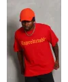 Erkek Baskılı T-Shirt Kısa Kol Bisiklet Yaka Regular Fit Tişört - Kırmızı