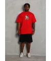 Erkek Baskılı T-Shirt Kısa Kol Bisiklet Yaka Regular Fit Tişört - Kırmızı
