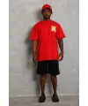 Erkek Baskılı T-Shirt Kısa Kol Bisiklet Yaka Regular Fit Tişört - Kırmızı