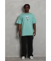 Erkek Baskılı T-Shirt Kısa Kol Bisiklet Yaka Regular Fit Tişört - Mint Yeşili