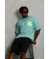 Erkek Baskılı T-Shirt Kısa Kol Bisiklet Yaka Regular Fit Tişört - Mint Yeşili
