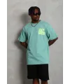 Erkek Baskılı T-Shirt Kısa Kol Bisiklet Yaka Regular Fit Tişört - Mint Yeşili