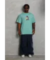 Erkek Baskılı T-Shirt Kısa Kol Bisiklet Yaka Regular Fit Tişört - Mint Yeşili