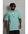 Erkek Baskılı T-Shirt Kısa Kol Bisiklet Yaka Regular Fit Tişört - Mint Yeşili