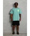 Erkek Baskılı T-Shirt Kısa Kol Bisiklet Yaka Regular Fit Tişört - Mint Yeşili