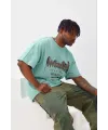Erkek Baskılı T-Shirt Kısa Kol Bisiklet Yaka Regular Fit Tişört - Mint Yeşili