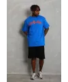Erkek Baskılı T-Shirt Kısa Kol Bisiklet Yaka Regular Fit Tişört - Saks Mavisi