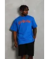Erkek Baskılı T-Shirt Kısa Kol Bisiklet Yaka Regular Fit Tişört - Saks Mavisi