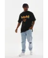 Erkek Baskılı T-Shirt Kısa Kol Bisiklet Yaka Regular Fit Tişört - Siyah