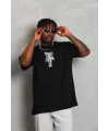 Erkek Baskılı T-Shirt Kısa Kol Bisiklet Yaka Regular Fit Tişört - Siyah