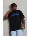 Erkek Baskılı T-Shirt Kısa Kol Bisiklet Yaka Regular Fit Tişört - Siyah
