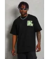 Erkek Baskılı T-Shirt Kısa Kol Bisiklet Yaka Regular Fit Tişört - Siyah