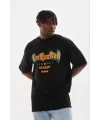 Erkek Baskılı T-Shirt Kısa Kol Bisiklet Yaka Regular Fit Tişört - Siyah