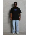 Erkek Baskılı T-Shirt Kısa Kol Bisiklet Yaka Regular Fit Tişört - Siyah