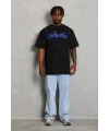 Erkek Baskılı T-Shirt Kısa Kol Bisiklet Yaka Regular Fit Tişört - Siyah