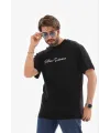 Erkek Baskılı T-Shirt Kısa Kol Bisiklet Yaka Regular Fit Tişört - Siyah