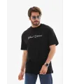 Erkek Baskılı T-Shirt Kısa Kol Bisiklet Yaka Regular Fit Tişört - Siyah