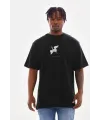 Erkek Baskılı T-Shirt Yazlık Kısa Kol Bisiklet Yaka Tişört - Siyah