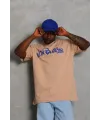 Erkek Baskılı Tişört Kısa Kol Bisiklet Yaka Oversize T-Shirt - Bej