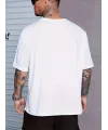 Erkek Baskılı Tişört Kısa Kol Bisiklet Yaka Oversize T-Shirt - Beyaz
