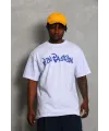 Erkek Baskılı Tişört Kısa Kol Bisiklet Yaka Oversize T-Shirt - Beyaz