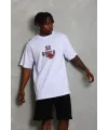 Erkek Baskılı Tişört Kısa Kol Bisiklet Yaka Oversize T-Shirt - Beyaz
